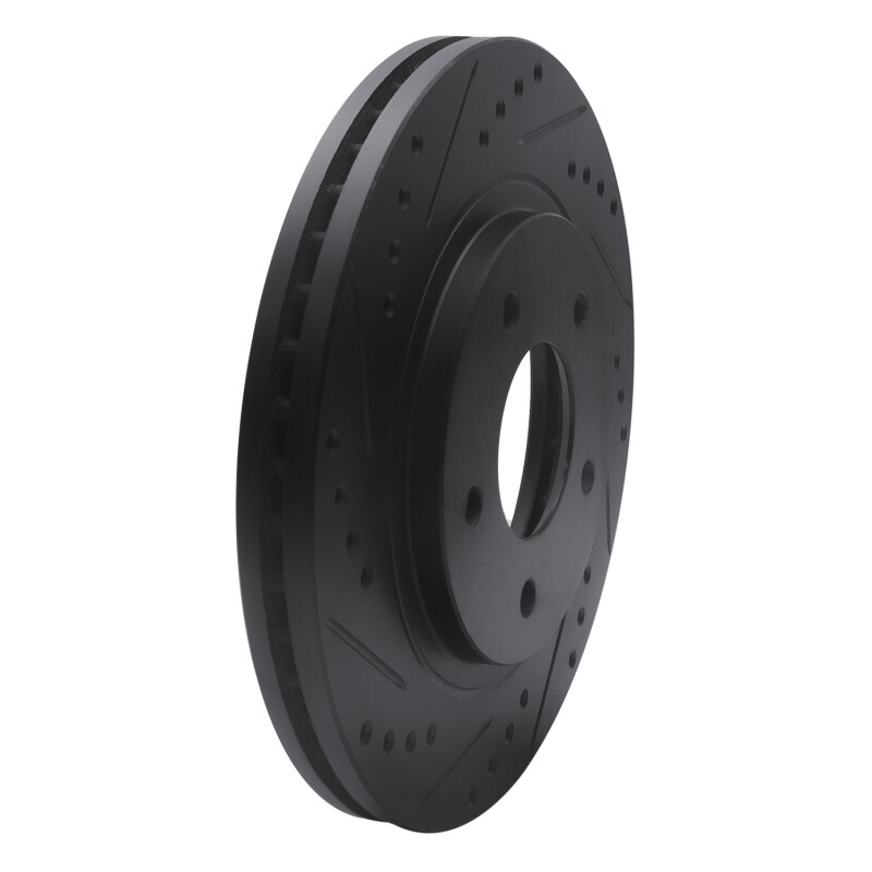 Buick Regal Brake Rotor (1) - Front Left - R1 Concepts - Drilled & Slotted - Black - `94-`01